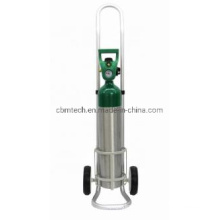 Aluminum Medical Oxygen Bottle Cart Gas Cylinder Trolley for Hospital